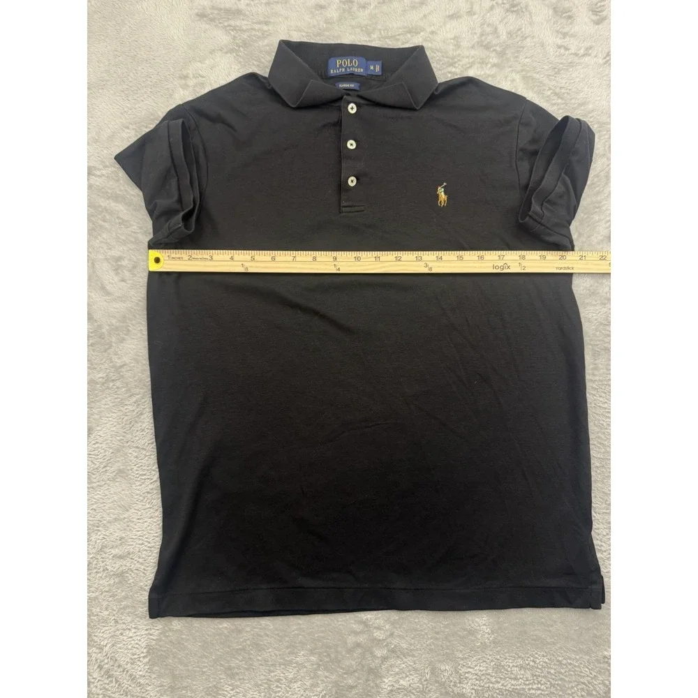 Polo Ralph Lauren Black Classic Fit Multicolored Pony Soft Cotton Polo Shirt Med